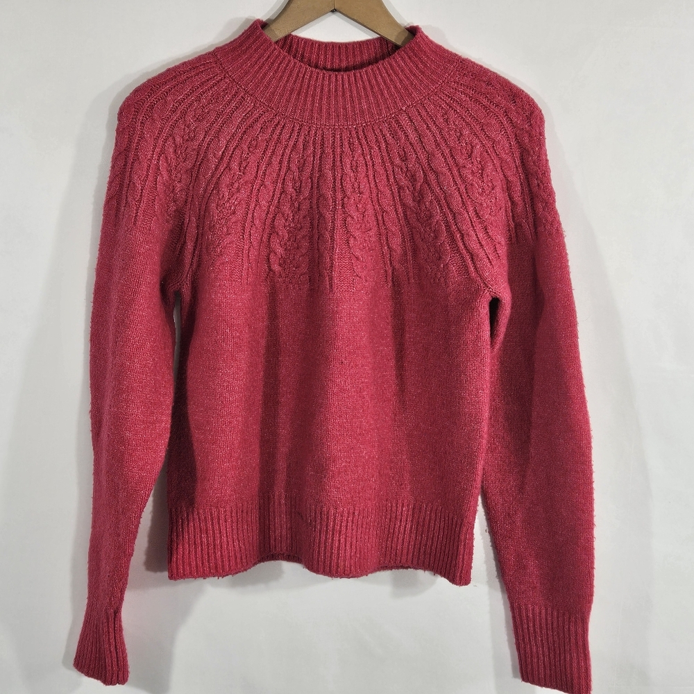 Joie Hot Pink Mock Fair Isle Sweater